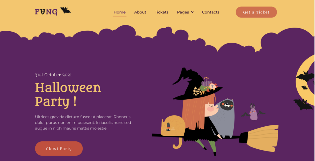 Fang - WordPress website voor kinderfeestjes